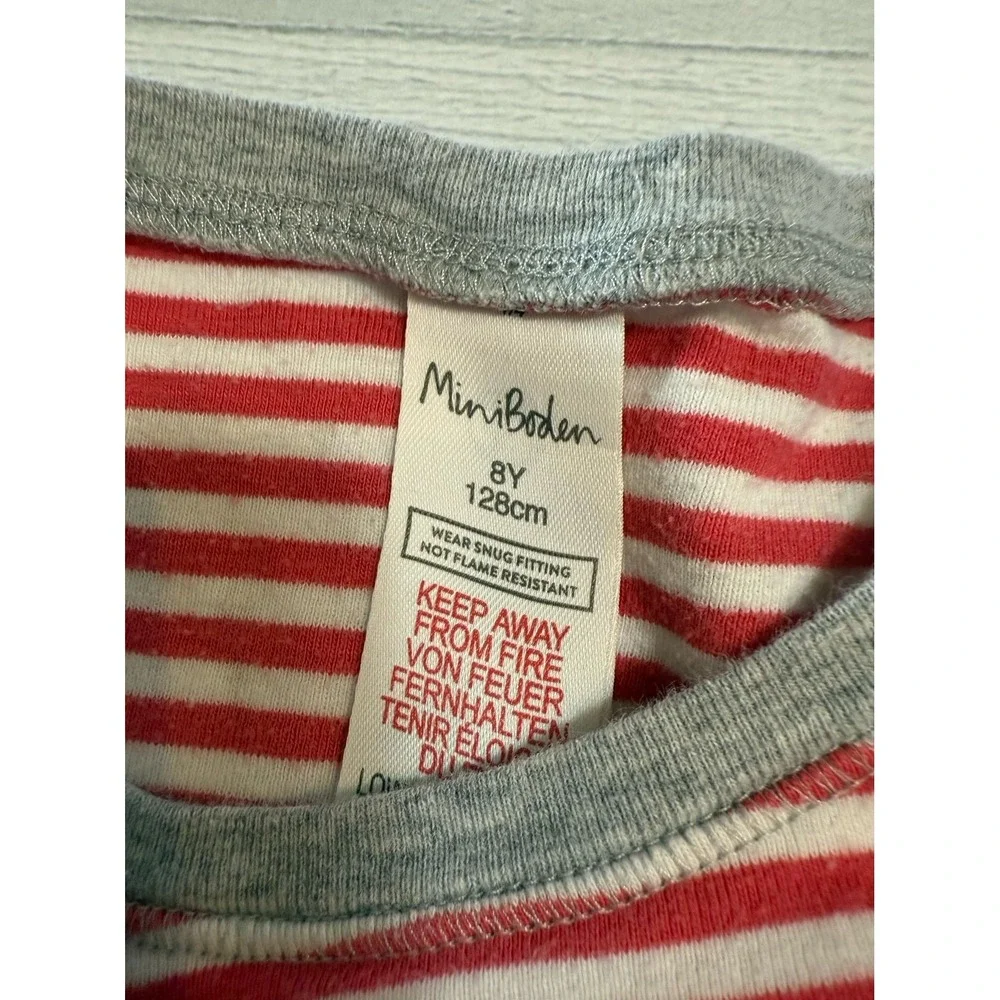 Mini Boden girls pink stripe pajamas‎ size 8 years